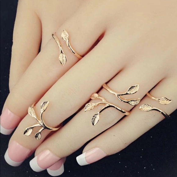 My Added Sparkle Jewelry - 3/$30 Gold Leaves Ring Set